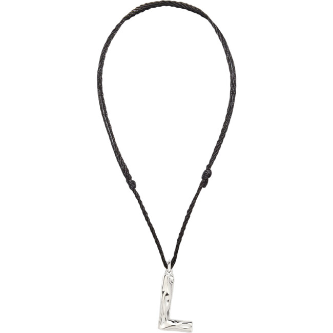 Grande Monogram Silk Cord Necklace, Silver L