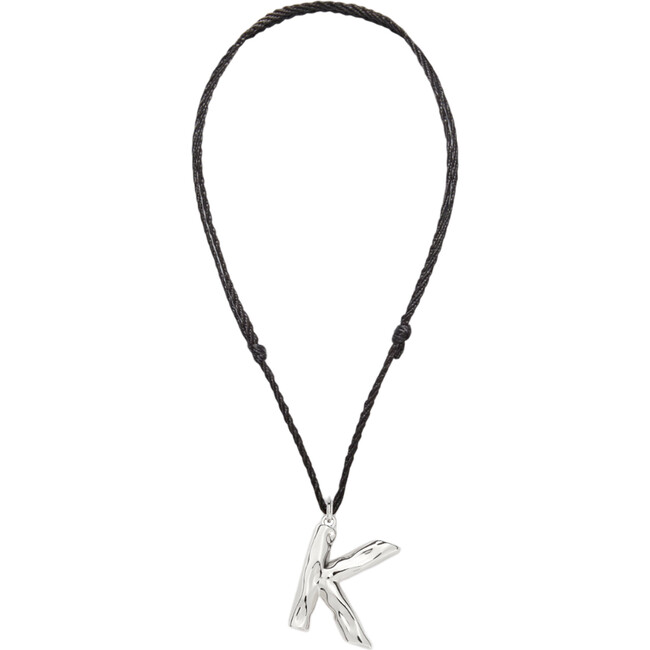 Grande Monogram Silk Cord Necklace, Silver K