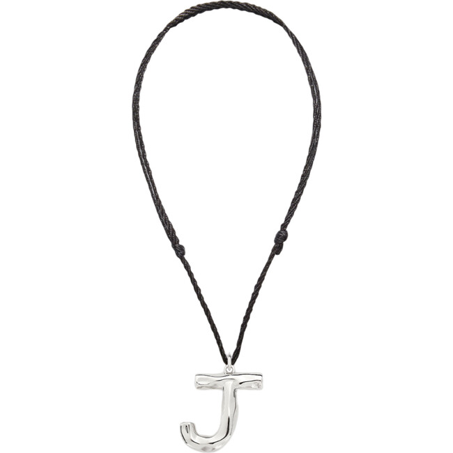 Grande Monogram Silk Cord Necklace, Silver J