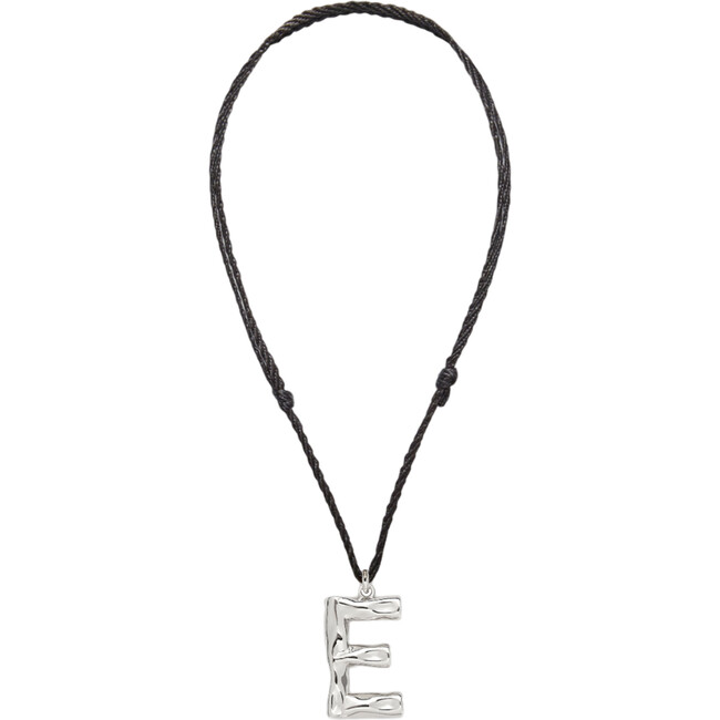 Grande Monogram Silk Cord Necklace, Silver E