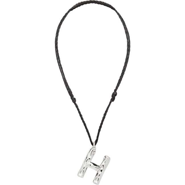 Grande Monogram Silk Cord Necklace, Silver H