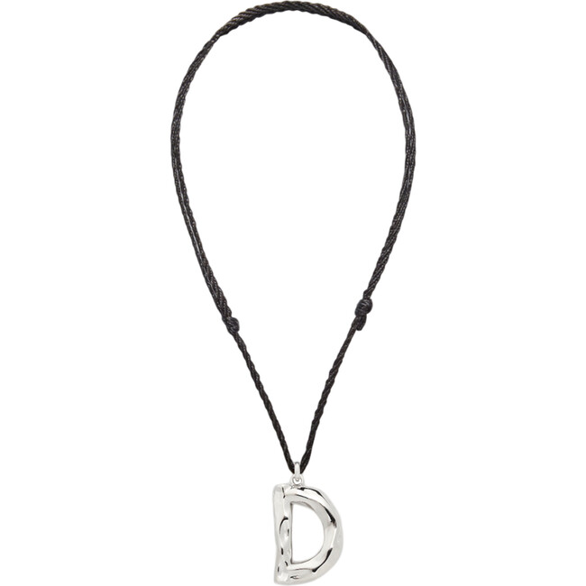 Grande Monogram Silk Cord Necklace, Silver D