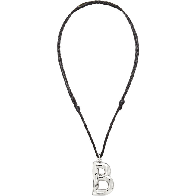 Grande Monogram Silk Cord Necklace, Silver B