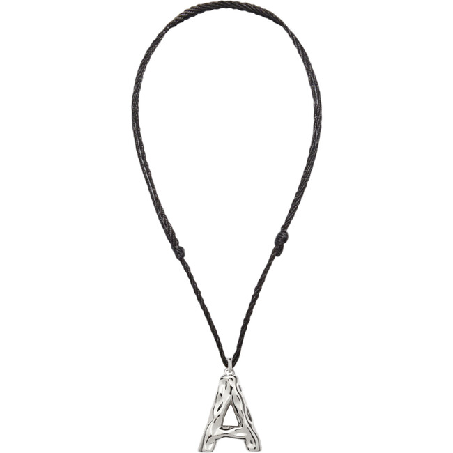 Grande Monogram Silk Cord Necklace, Silver A