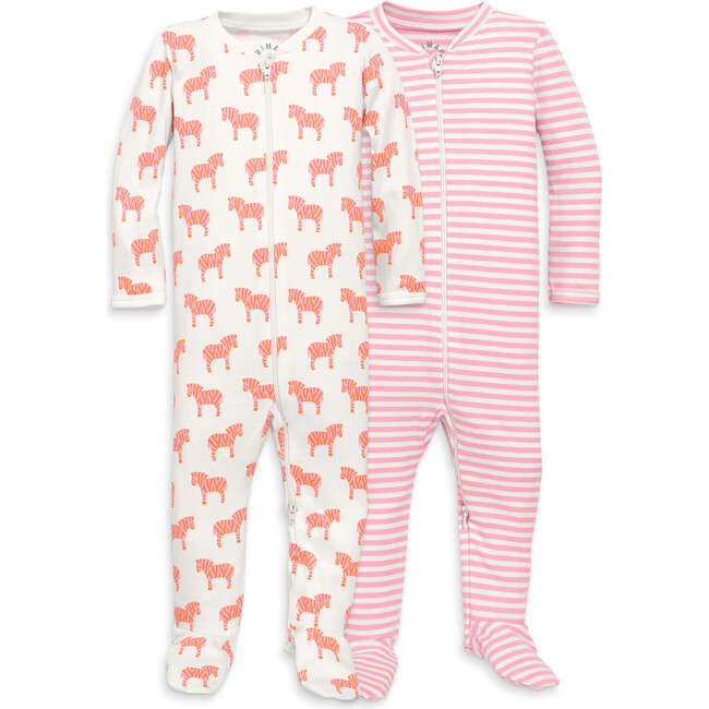 Organic Zip Footie 2-Pack Gift Set, Blossom Zebras