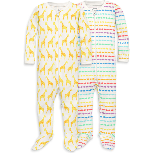 Organic Zip Footie 2-Pack Gift Set, Banana Baby Giraffes - Footie Pajamas - 1