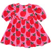 Rowan Ruffle 3-Quarter Puff Sleeve Dress, Pink Apples - Dresses - 1 - thumbnail