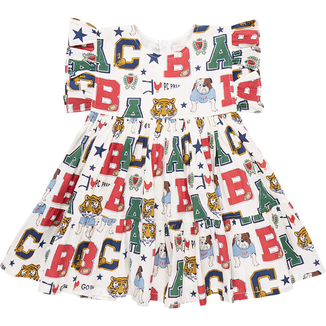 Ruffle Elastic Waist Kit Dress, Varsity Letters