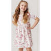 Organic Steph Crewneck Skinny Sleeve Tiered Dress, Vintage Rose Horses - Dresses - 2