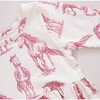Organic Steph Crewneck Skinny Sleeve Tiered Dress, Vintage Rose Horses - Dresses - 3