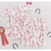 Organic Steph Crewneck Skinny Sleeve Tiered Dress, Vintage Rose Horses - Dresses - 5