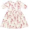 Organic Steph Crewneck Skinny Sleeve Tiered Dress, Vintage Rose Horses - Dresses - 6