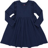 Organic Kylie Ribbed Long Sleeve Dress, Navy - Dresses - 1 - thumbnail