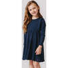 Organic Kylie Ribbed Long Sleeve Dress, Navy - Dresses - 2