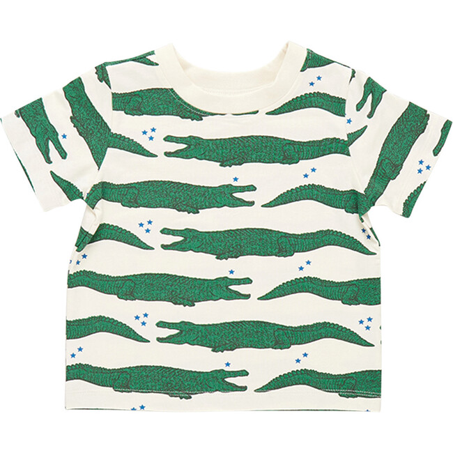 Organic Crewneck Short Sleeve Tee, Crocodile Stars