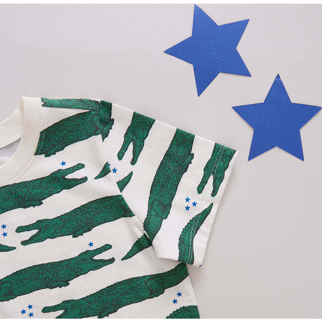 Organic Crewneck Short Sleeve Tee, Crocodile Stars - Shirts - 3