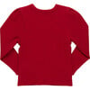 Organic Camellia Ribbed Ruched Shoulder Long Sleeve Top, Chili Pepper - Blouses - 5