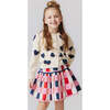 Maribelle Checkered Elastic Waist Tiered Skater Skirt, Navy & Red - Skirts - 2