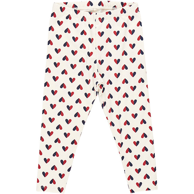 Girls Organic Elastic Waist Legging, Mini Half Hearts