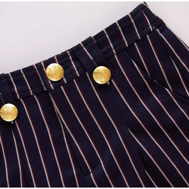 Girls Lea Elastic Back Pull-On Pocket Short, Navy Pinstripe - Shorts - 3