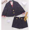 Girls Lea Elastic Back Pull-On Pocket Short, Navy Pinstripe - Shorts - 5