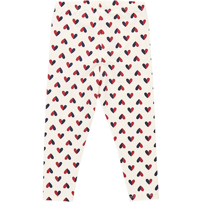 Girls Organic Elastic Waist Legging, Mini Half Hearts - Leggings - 5