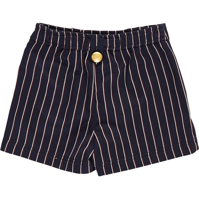 Girls Lea Elastic Back Pull-On Pocket Short, Navy Pinstripe - Shorts - 6