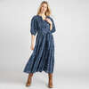 Women's Pintuck Indira V-Neck Puff Sleeve Tiered Dress, Navy Garden Floral - Dresses - 1 - thumbnail