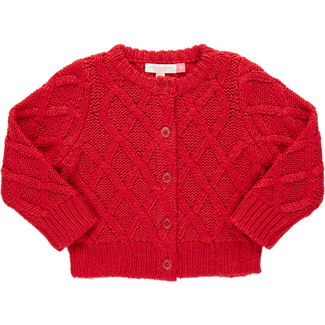 Girls Katrina Glitter Button Knit Sweater, Red