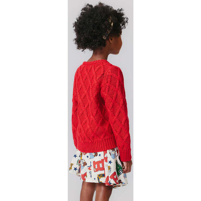 Girls Katrina Glitter Button Knit Sweater, Red - Sweaters - 4