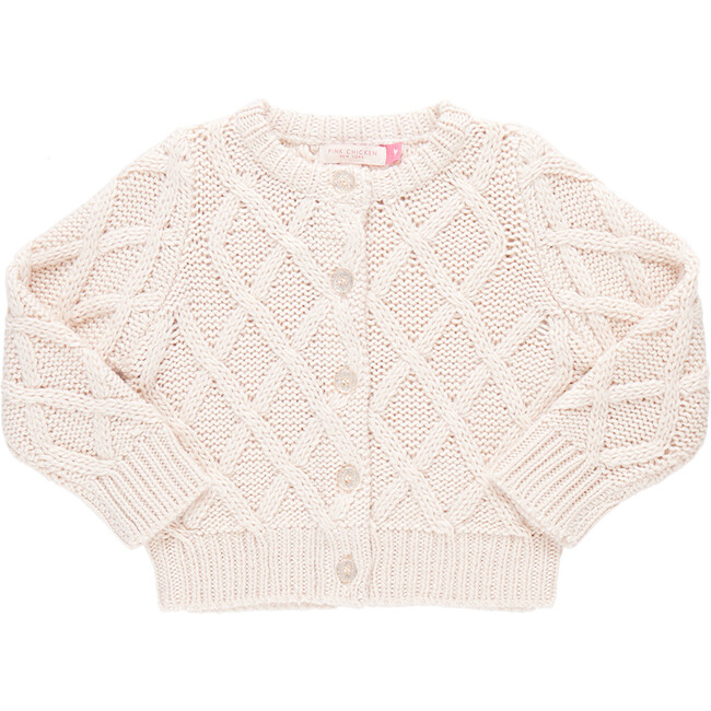 Girls Katrina Glitter Button Knit Sweater, Cream