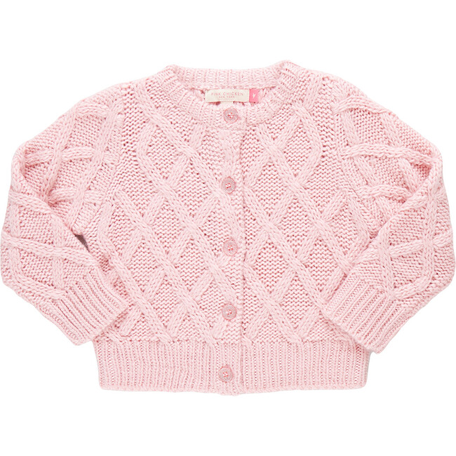 Girls Katrina Glitter Button Knit Sweater, Pink