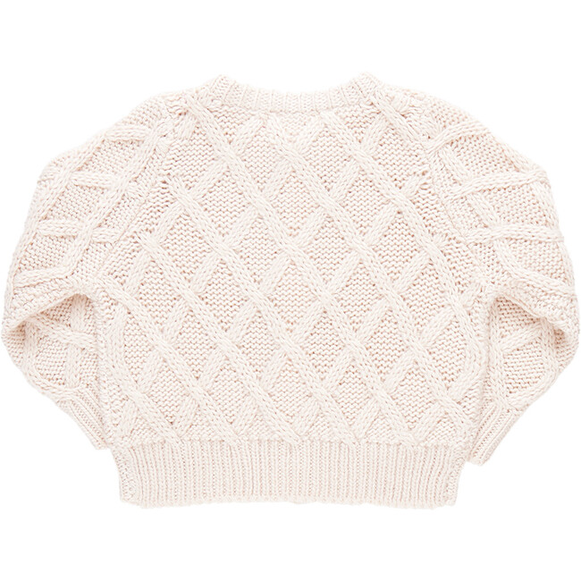 Girls Katrina Glitter Button Knit Sweater, Cream - Sweaters - 4