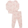 Girls Bamboo Long Sleeve Top & Elastic Waist Pajama Set, Pink Ballerinas - Pajamas - 1 - thumbnail