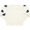 Girls Constance Puff Shoulder Glitter Button Sweater, Navy Tossed Hearts - Sweaters - 6