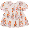 Evelyn Elastic Puff Sleeve Pleat Dress, Cloud Bouquet Floral - Dresses - 6