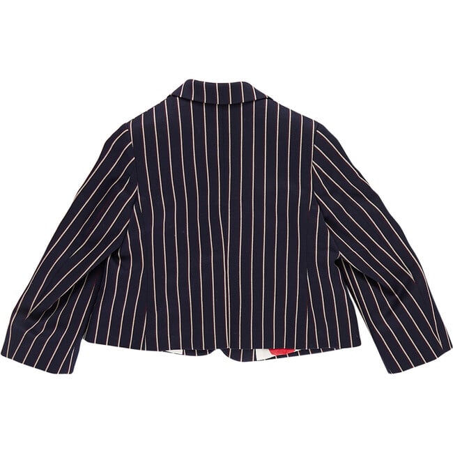 Girls Bradley Long Sleeve Front Pocket Blazer, Navy Pinstripes - Blazers & Sport Coats - 6