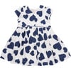 Fatima Short Cap Sleeve Dress, Navy Tossed Hearts - Dresses - 1 - thumbnail