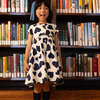 Fatima Short Cap Sleeve Dress, Navy Tossed Hearts - Dresses - 2