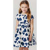 Fatima Short Cap Sleeve Dress, Navy Tossed Hearts - Dresses - 4