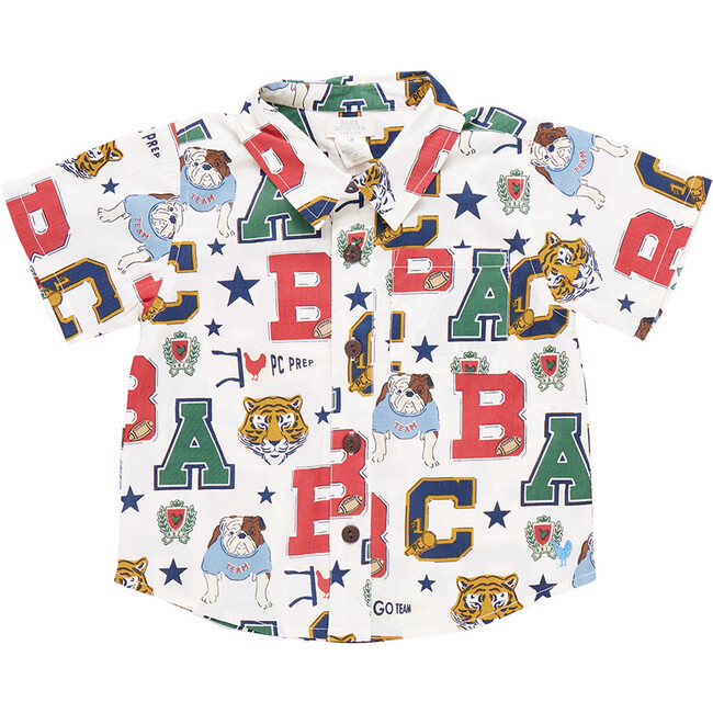 Boys Jack Short Sleeve Collared Shirt, Varsity Letters