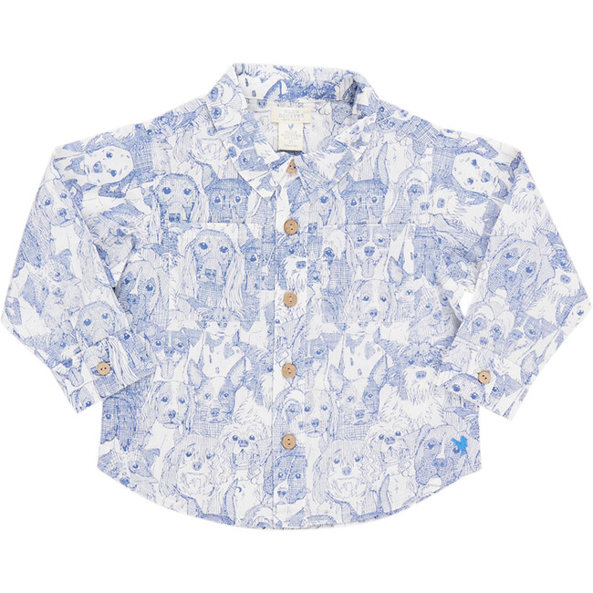 Boys Jack Long Sleeve Collared Shirt, Dogs A Plenty