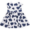 Fatima Short Cap Sleeve Dress, Navy Tossed Hearts - Dresses - 6