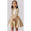 Lame Polly Long Sleeve Tiered Dress, Gold - Dresses - 2