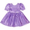 Lame Laurie Scoop Neck Short Puff Sleeve Dress, Purple Sparkle - Dresses - 1 - thumbnail