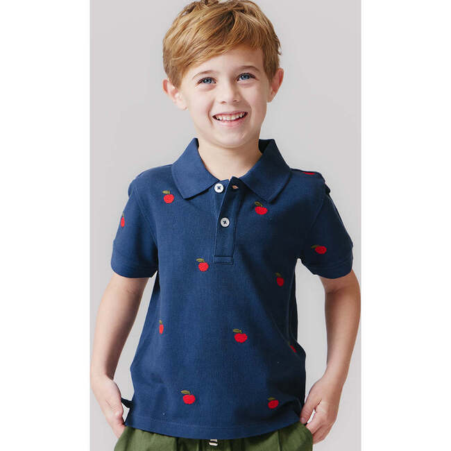 Boys Alec Embroidered Short Sleeve Shirt, Apples - Shirts - 2