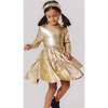 Lame Polly Long Sleeve Tiered Dress, Gold - Dresses - 4