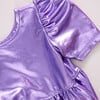 Lame Laurie Scoop Neck Short Puff Sleeve Dress, Purple Sparkle - Dresses - 3