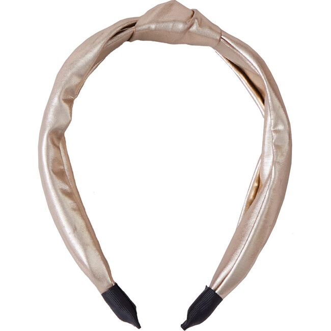 Lame Holly Knot Headband, Light Gold Lame