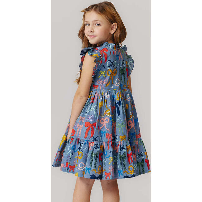 Jennifer Ruffle Neck Short Sleeve Dress, Bows On Bows - Dresses - 5